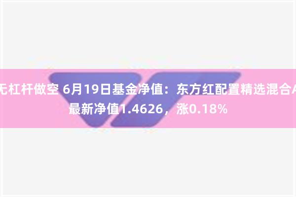 无杠杆做空 6月19日基金净值：东方红配置精选混合A最新净值1.4626，涨0.18%