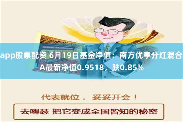 app股票配资 6月19日基金净值：南方优享分红混合A最新净值0.9518，跌0.85%