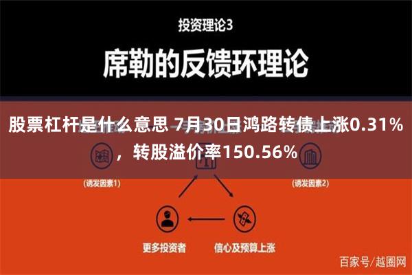 股票杠杆是什么意思 7月30日鸿路转债上涨0.31%，转股溢价率150.56%